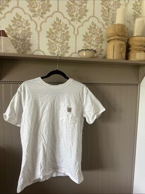 Carhartt White Short-Sleeve Pocket Tee with Logo Patch